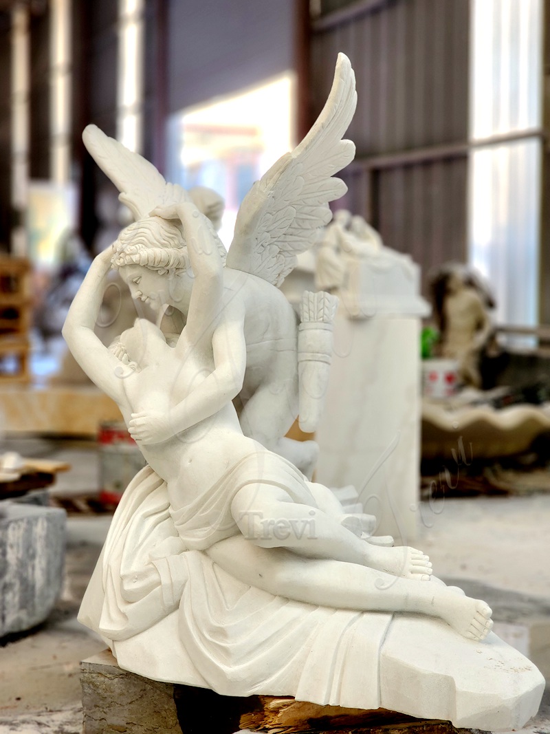 Cupid and Psyche Marble Angel Statue