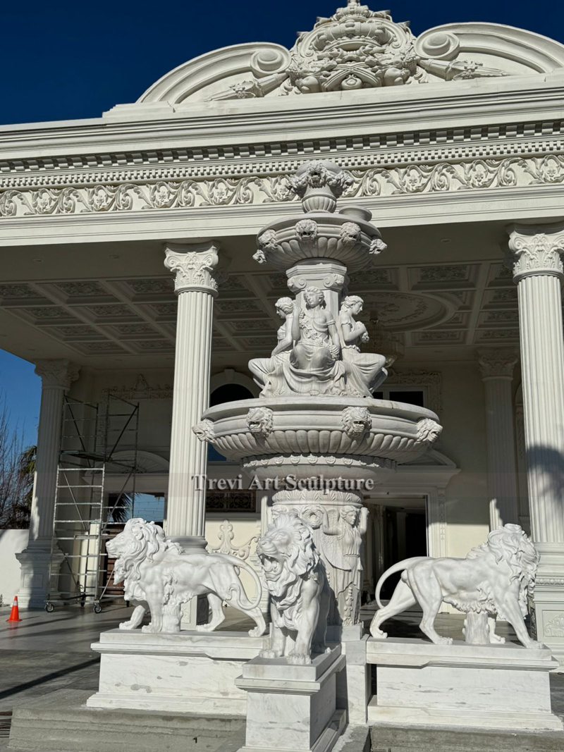 large white marble lion water fountain feedback
