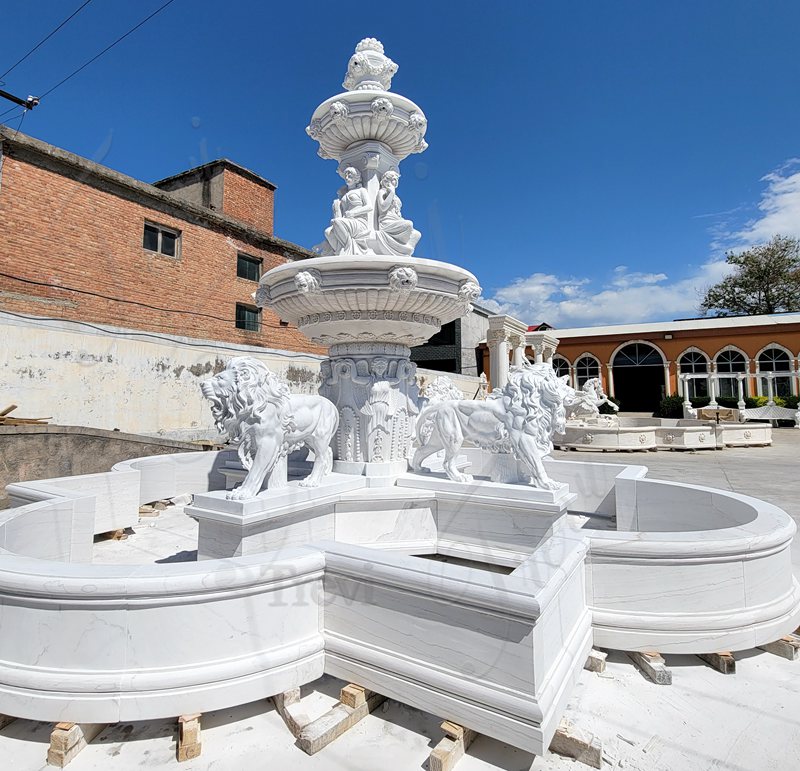 Lion Sculpture with Waterfall