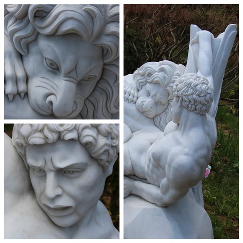 carving details show for the Milon de Crotone statue