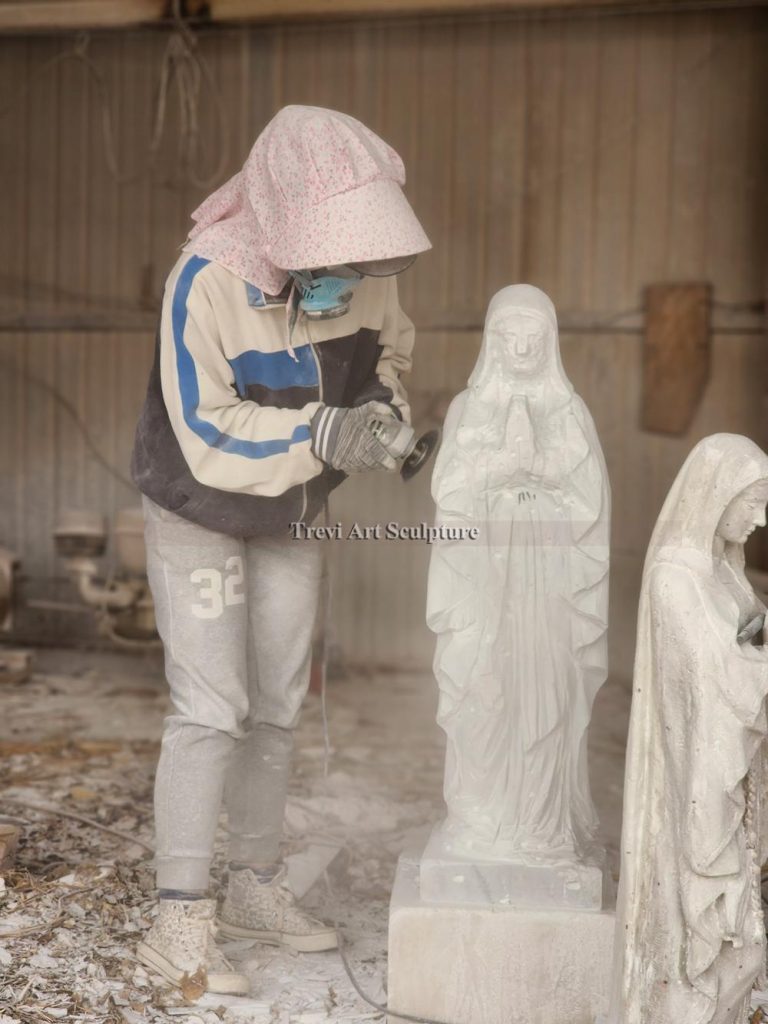 marble mary statue carving process