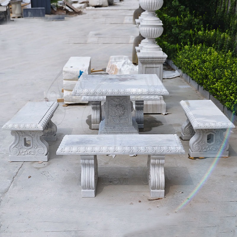 Marble Table and Bench Details