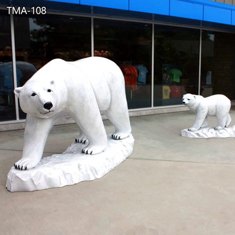 Large white marble polar bear