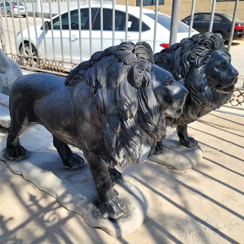 Black Marble Lion Sculpture