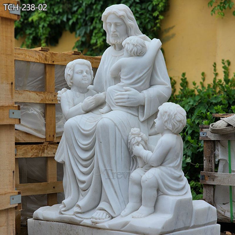Marble Jesus with Children Statue
