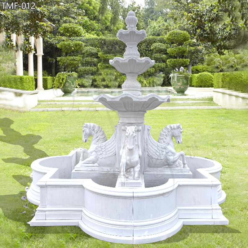 Outdoor Tiered Marble Garden Horse Fountain for Sale