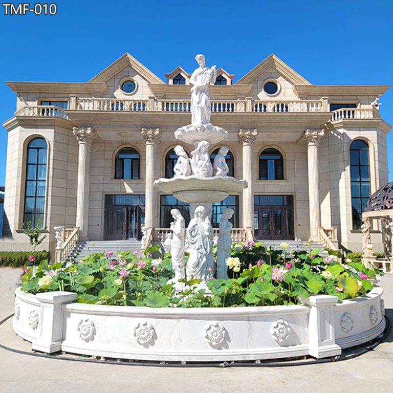 Outdoor Large Garden Marble Water Fountain with Female Sculpture