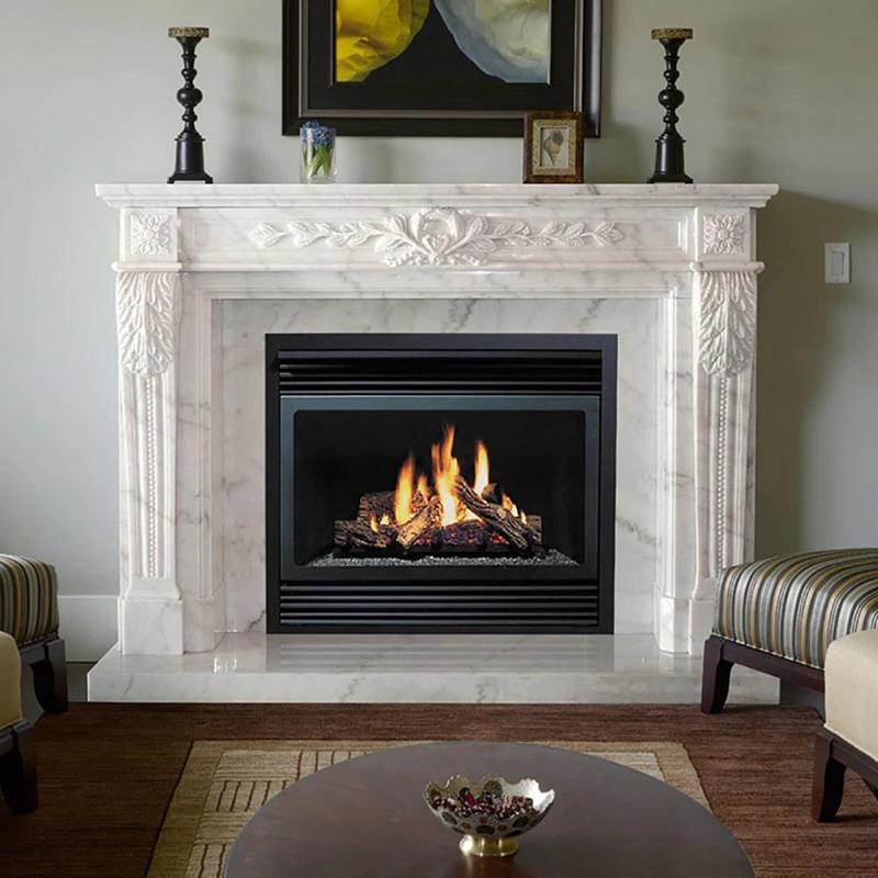 carrara marble fireplace