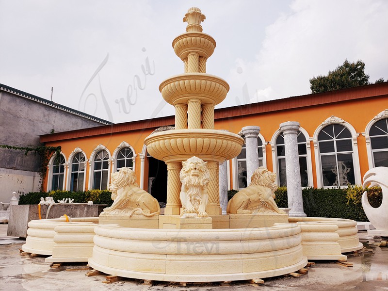 Beige Marble Lion Fountain