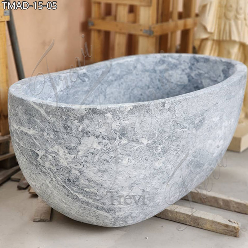 Marble black and white bathtub