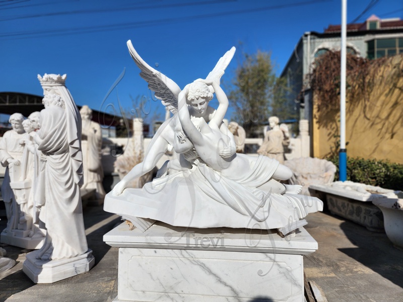 Marble Cupid and Psyche Sculpture