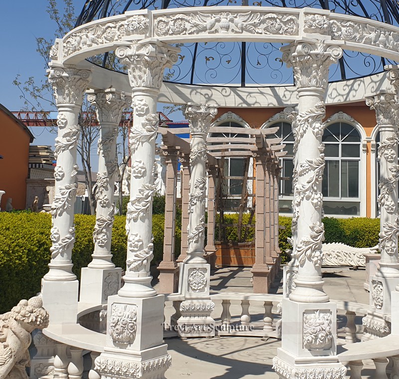 luxurious marble white gazebo detail