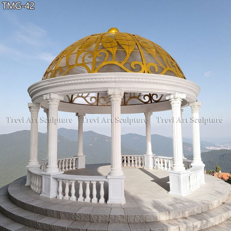 marble golden top gazebo for outdoor