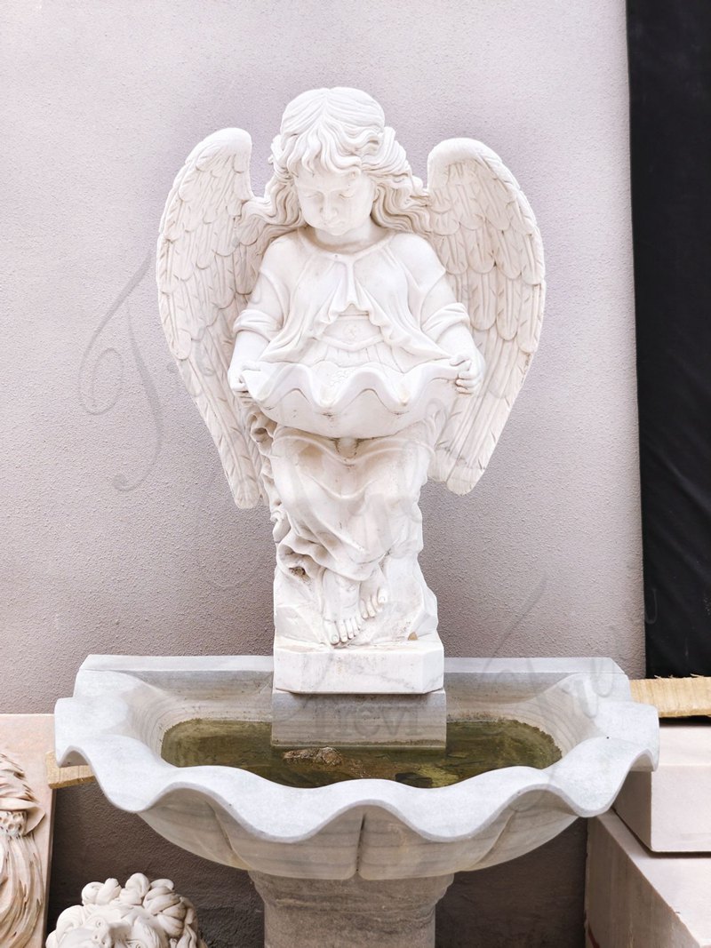 White Marble Angel Wall Fountain