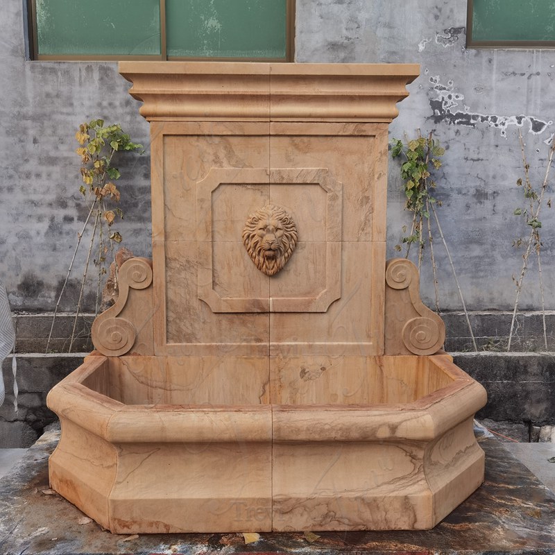 Antique Marble Lion Wall Fountain
