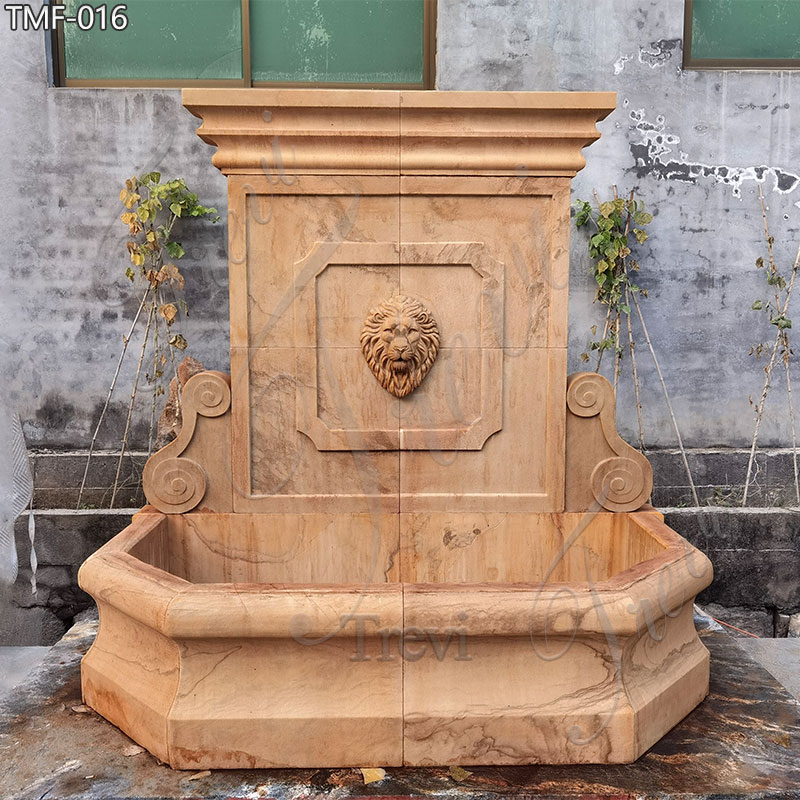 Beige Marble Antique Wall Fountain Outdoor Decor for Sale
