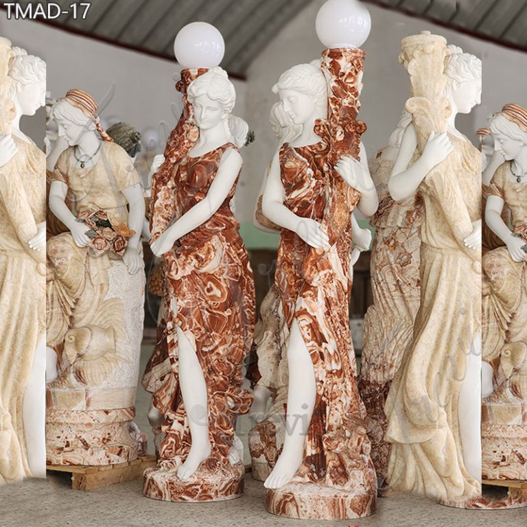 Life-Size Marble Statue Lamp with Lady Sculpture Factory Supply TMAD-17