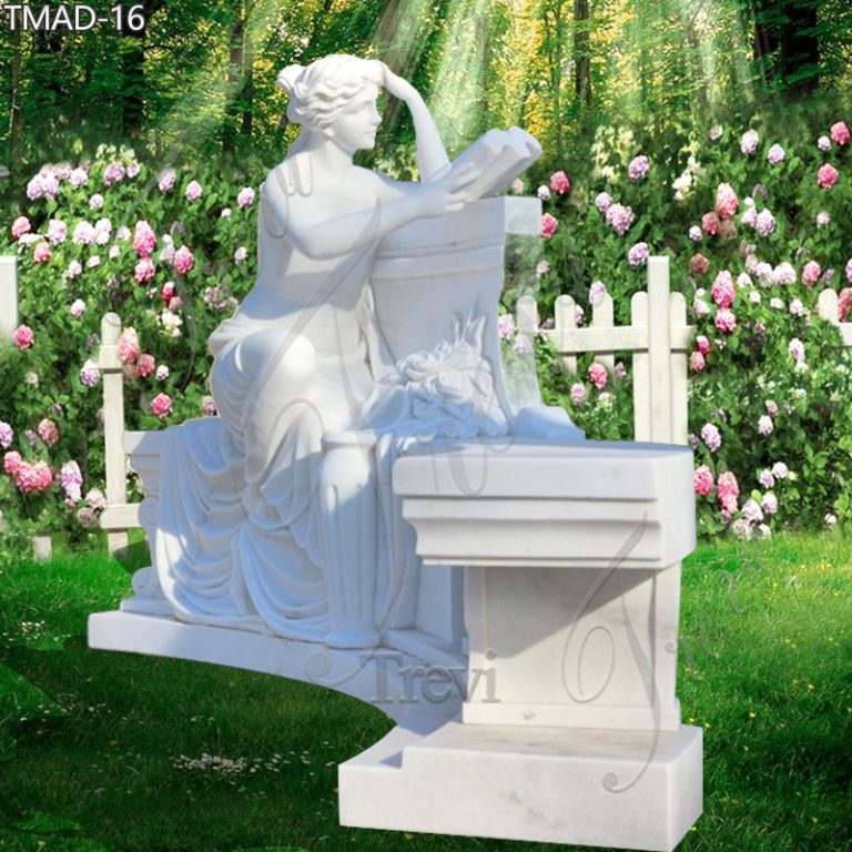 Hand-Carving Marble Garden Bench with Lady Statue Outdoor for Sale TMAD-16