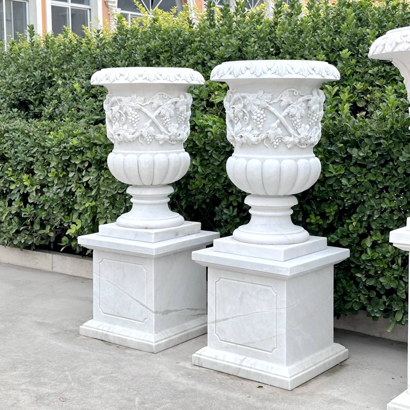 Elaborate Carved Marble Planter