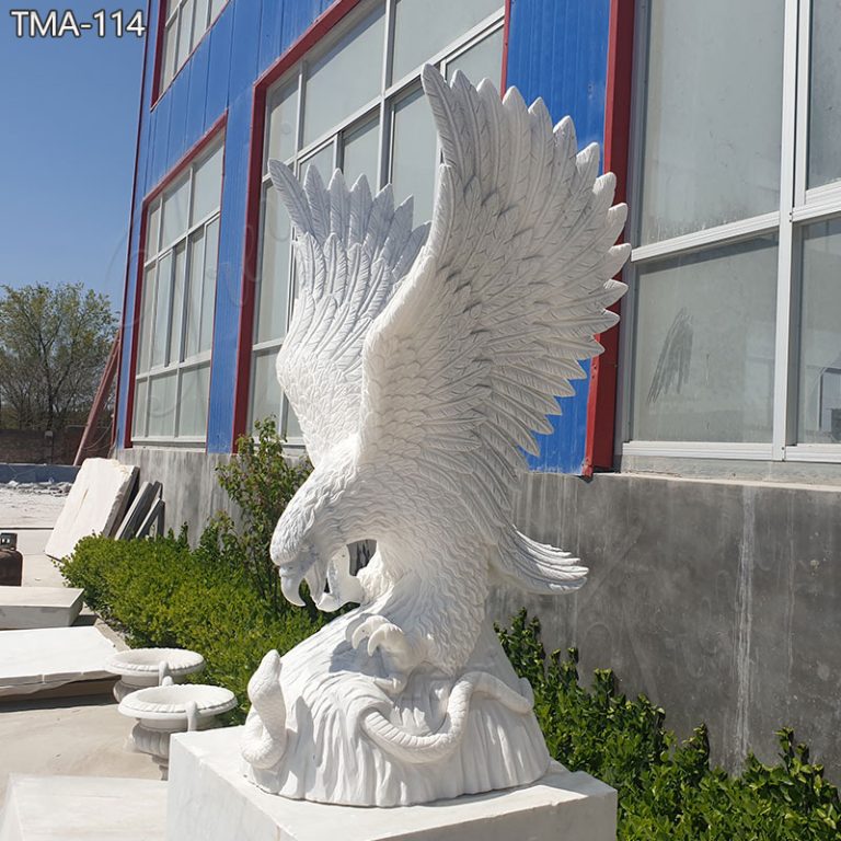 Life-Size-Wildlife-Marble-Eagle-Sculpture