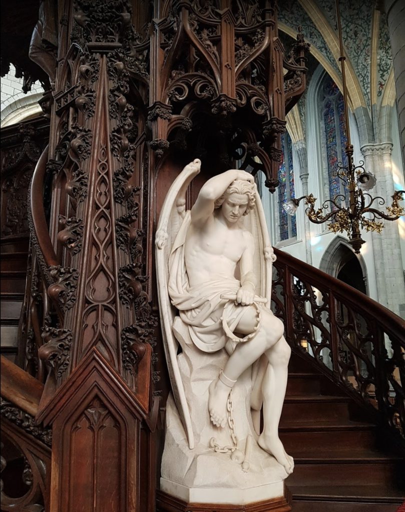 Marble Fallen Angel Lucifer Sculpture