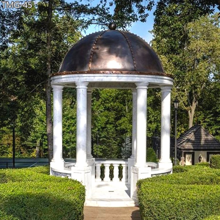 Outdoor-Marble-Round-Gazebo-with-a-Solid-Dome-Cover-for-Sale
