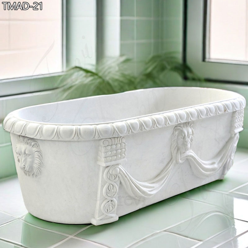 White-Marble-Soaking-Tub-with-Lion-Head-for-Sale