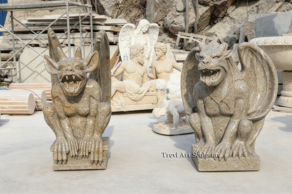 outdoor hand carved stone garden gargoyles statues