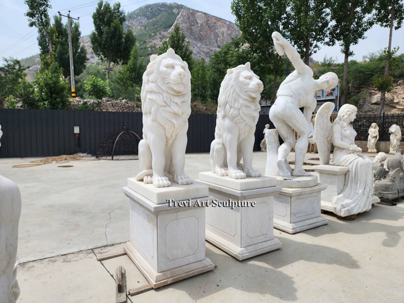 white marble lion statue