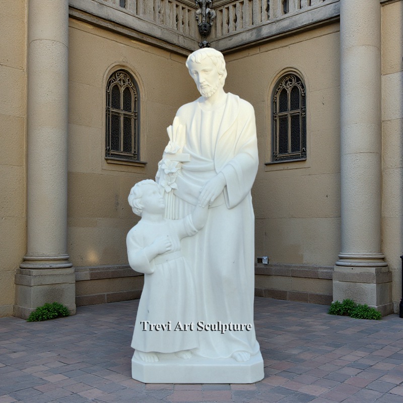 marble st joseph and baby jesus statue