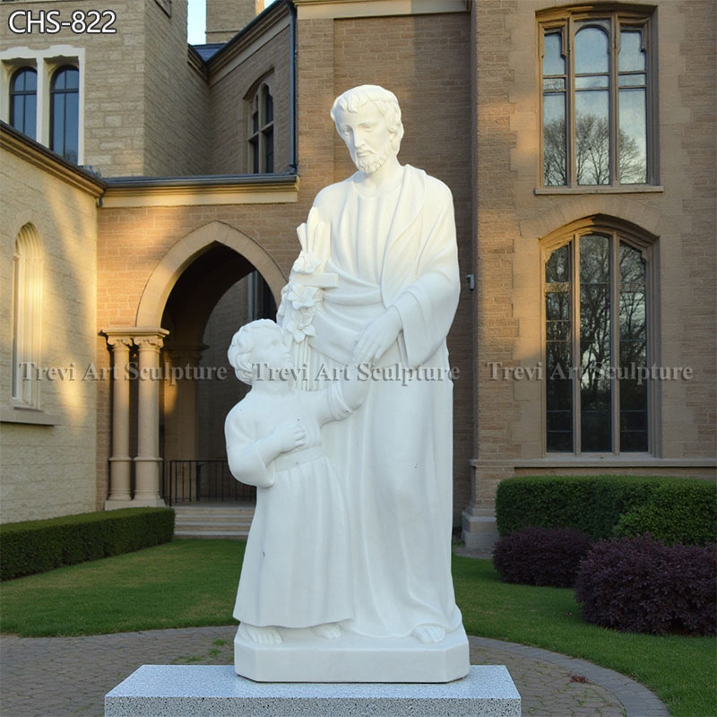 white marble st joseph and baby jesus statue