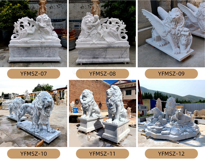 trevi marble lion statues 3