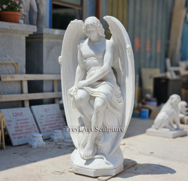 marble fallen angel lucifer sculpture art replica