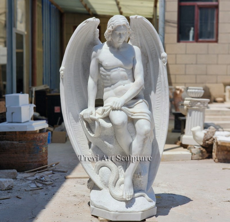 marble fallen angel lucifer sculpture