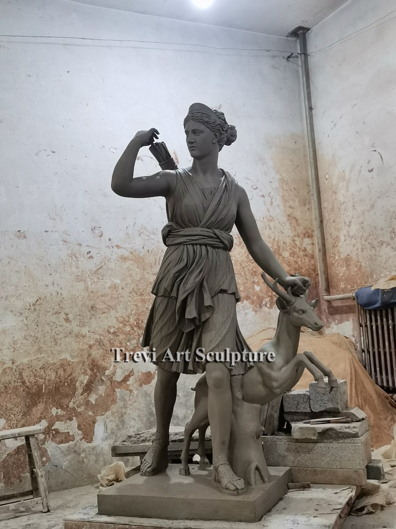 outdoor marble artemis diana statue clay model