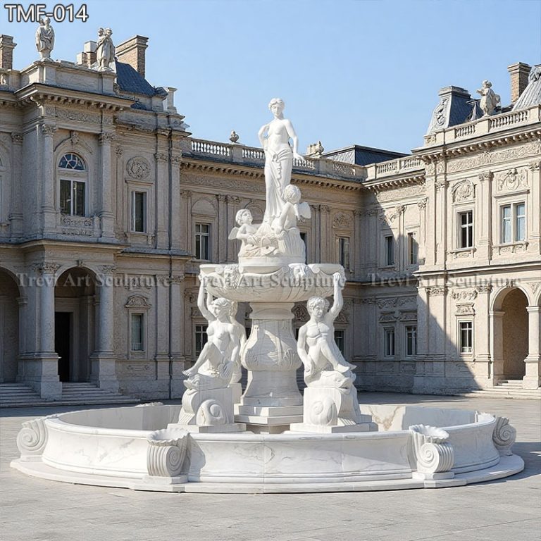 grand marble fountain with greek statues