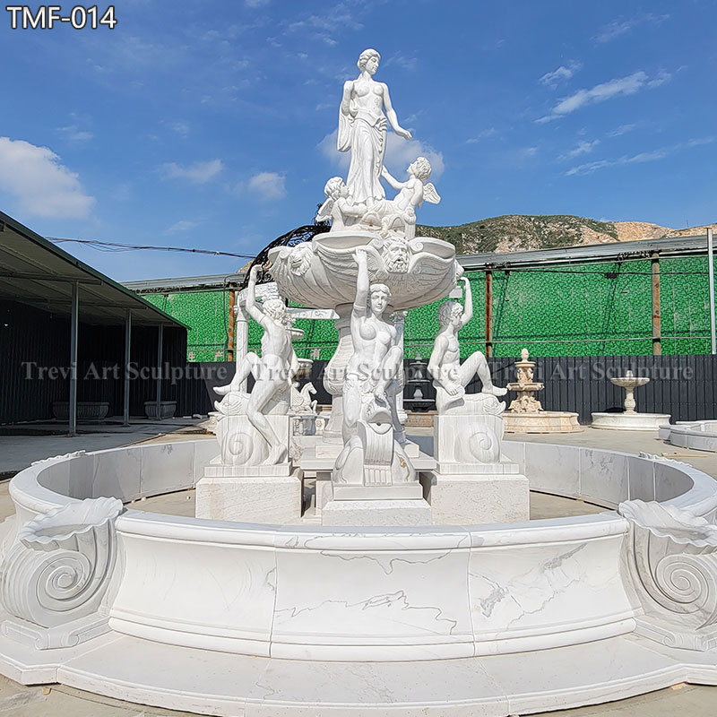 marble fountain with greek statues for plaza