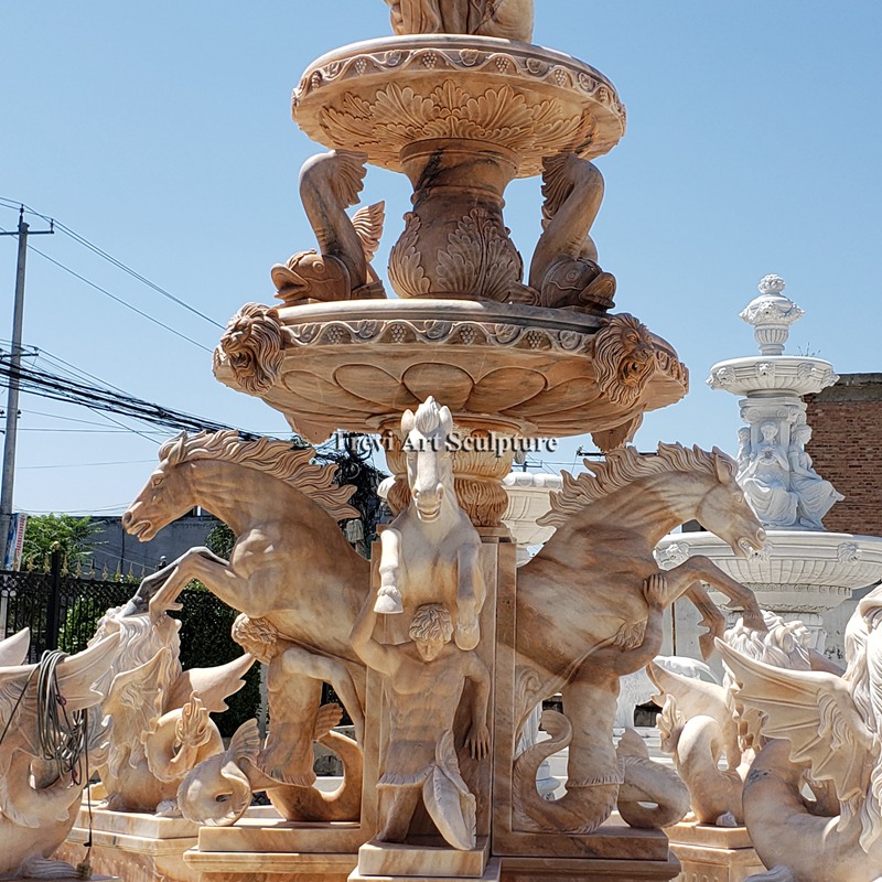 marble outdoor large water fountain details