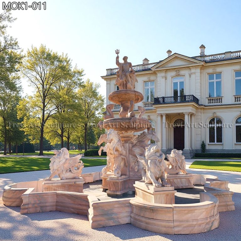 marble outdoor large water fountain with pool for sale