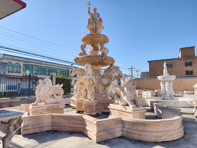 red marble outdoor large lion fountain