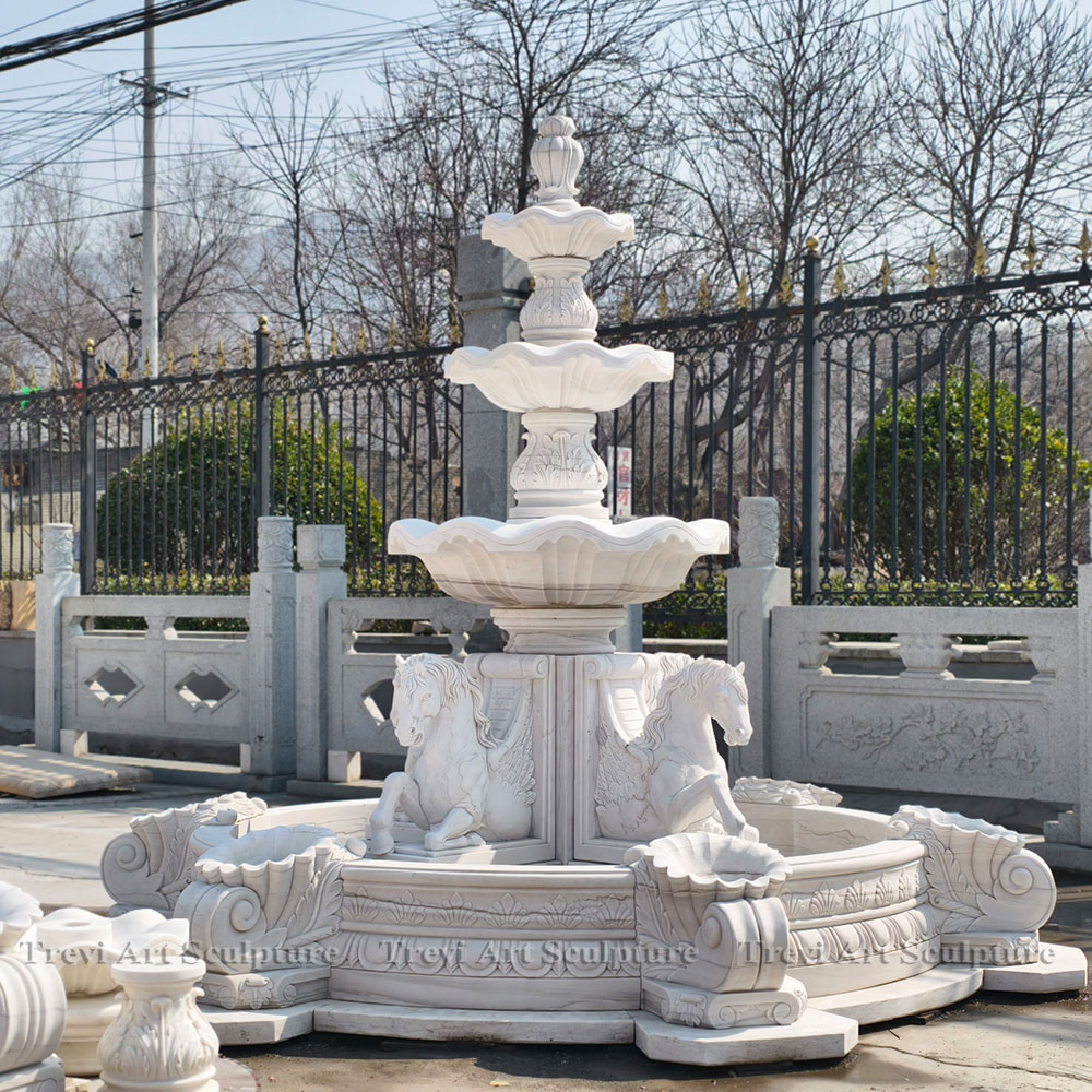 garden outdoor marble horse fountain mokk 734