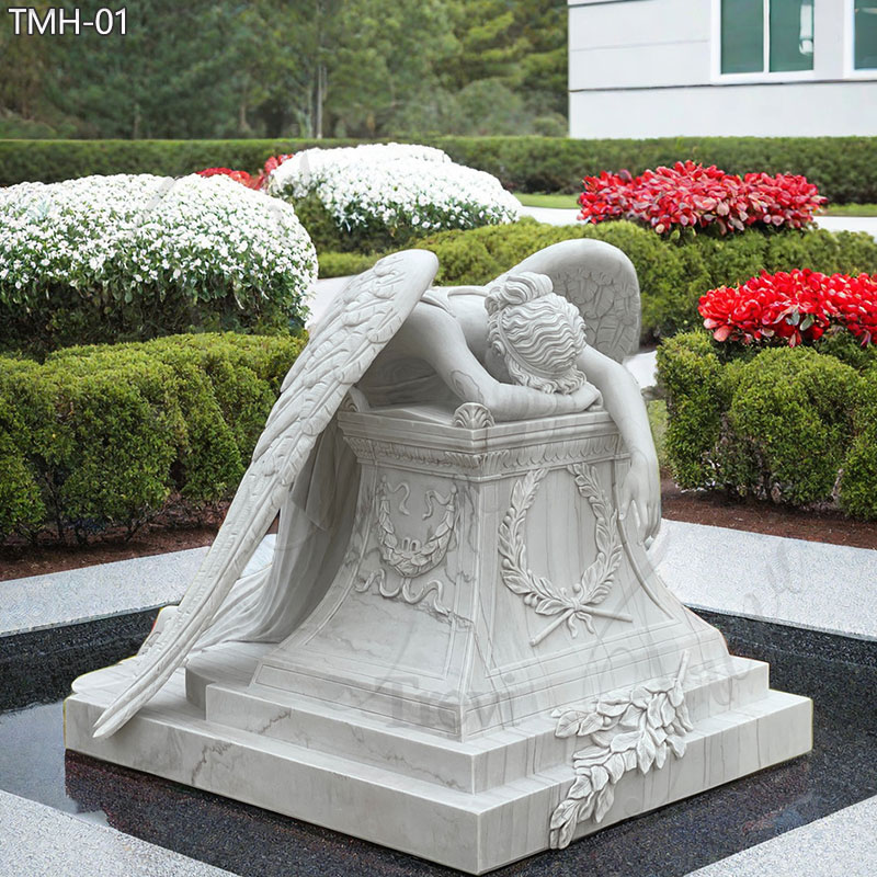 Life Size Marble Weeping Angel Statue For Cemetery
