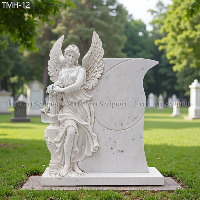 marble standing angel headstone monument