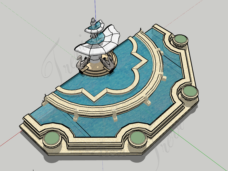 custom marble fountain drawing 2
