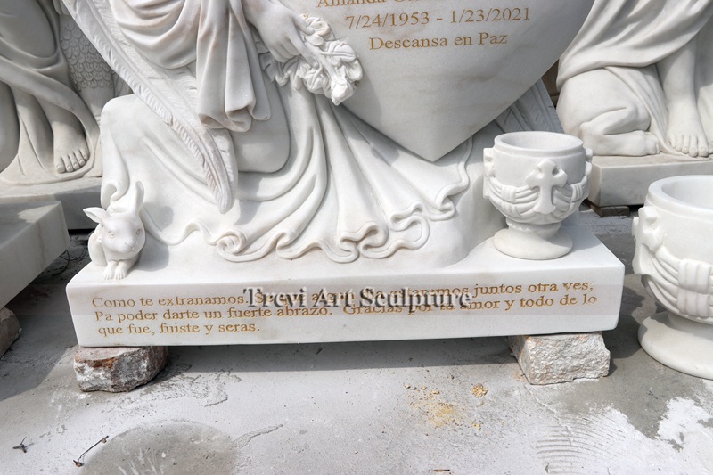custom white marble angel monument