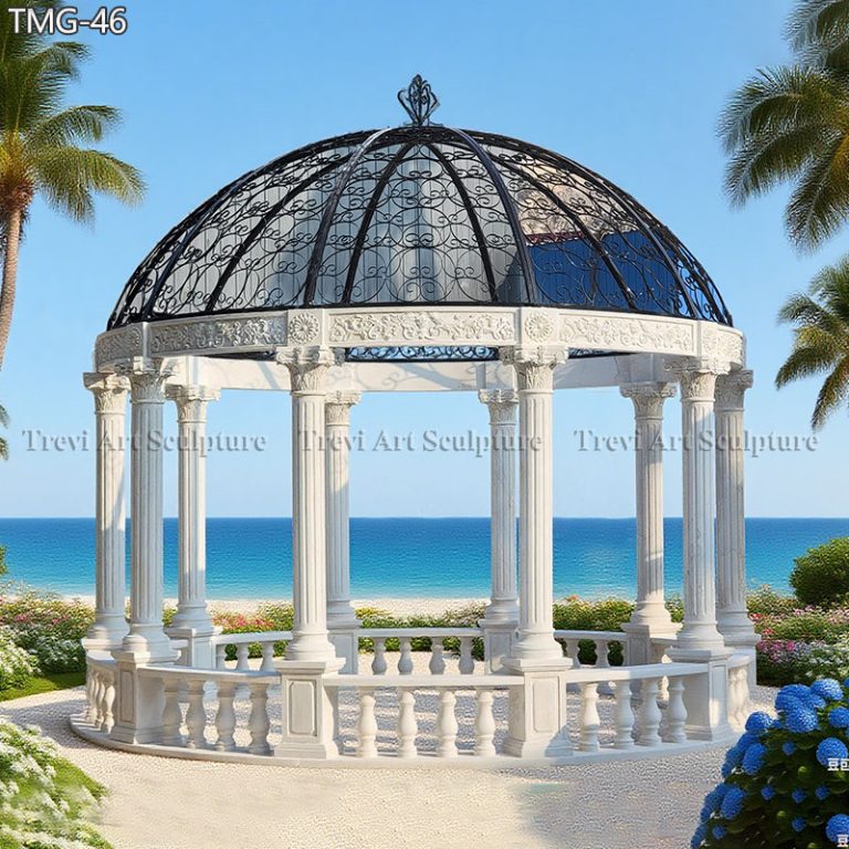 custom metal top white marble gazebo