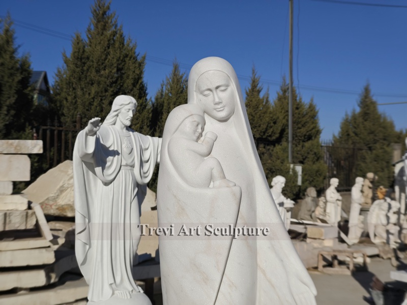 abstract marble madonna and child statue for sale