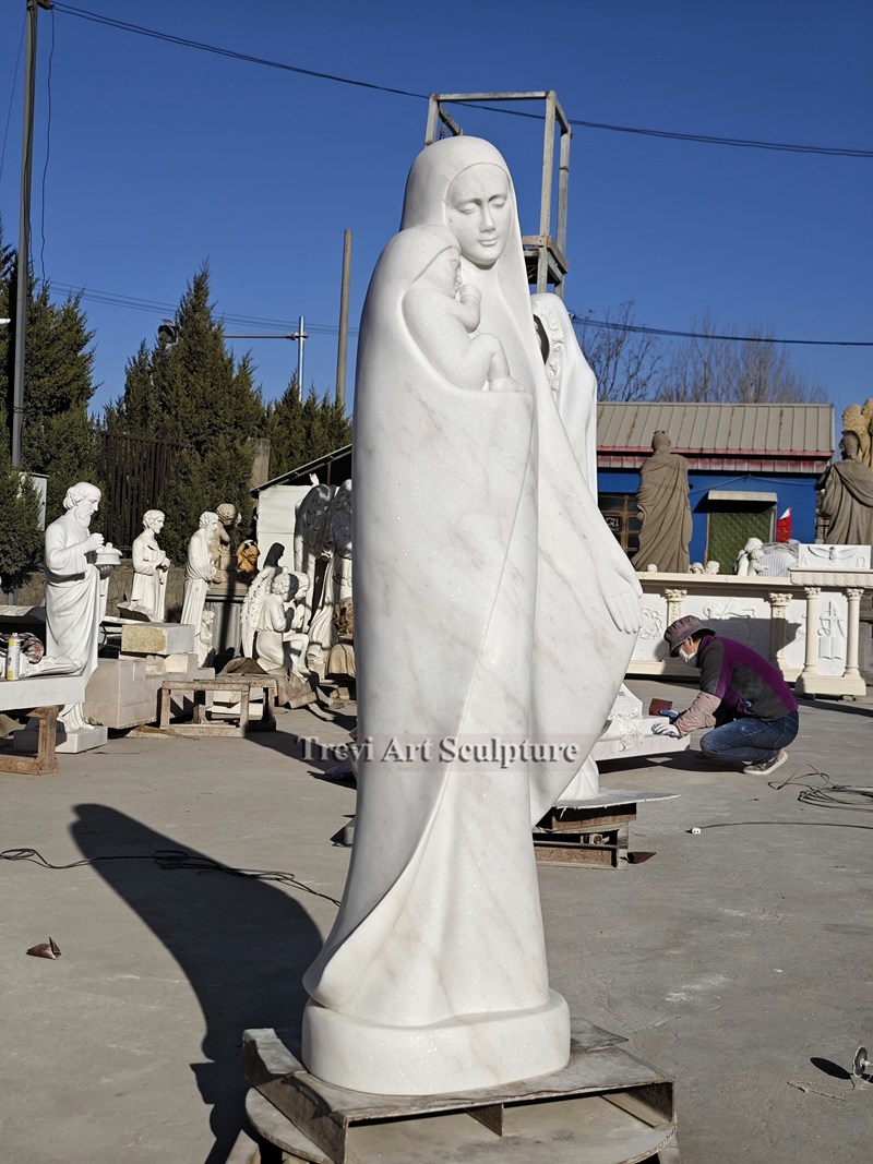 marble abstract madonna and child statue