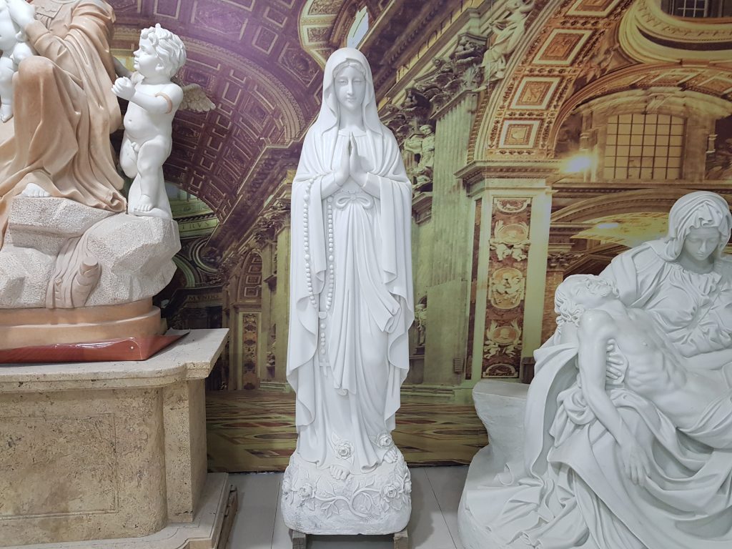 catholic saint our lady of lourdes blessed virgin mary marble statue