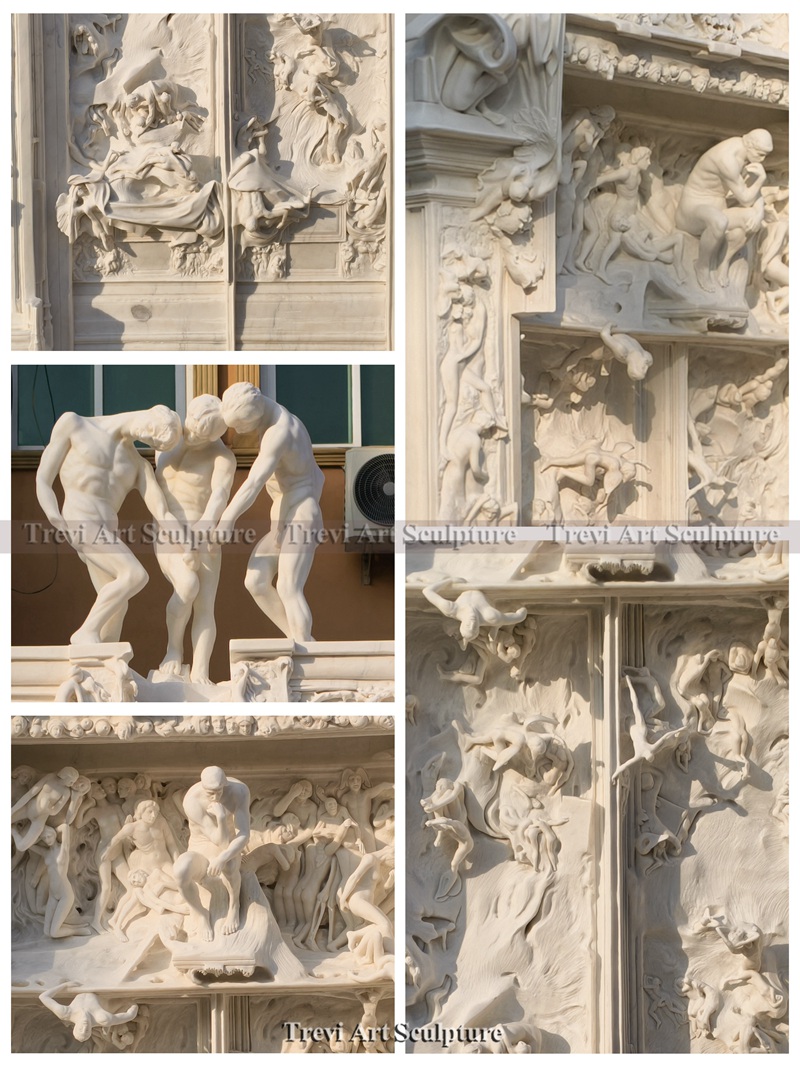 famous marble gates of hell art sculpture replica details